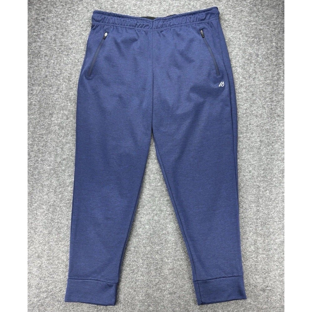 Eddie Bauer Mens L Performance Jogger Pants Blue Stretch Athletic Zip Pockets